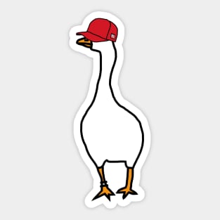 White Goose Wearing Stolen Red Hat Sticker